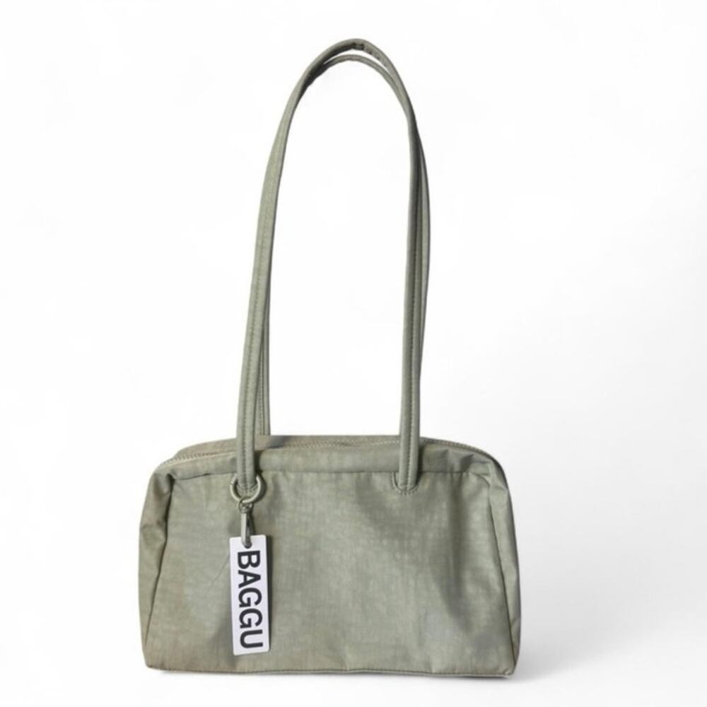 NWT Baggu Nylon Bowler Bag in Light Green Celadon | Recycled Nylon Shoulder Bag